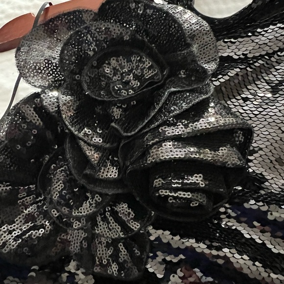 Milly Sabine Sequined Rosette Column Gown in black size 6 NWT - Picture 15 of 15